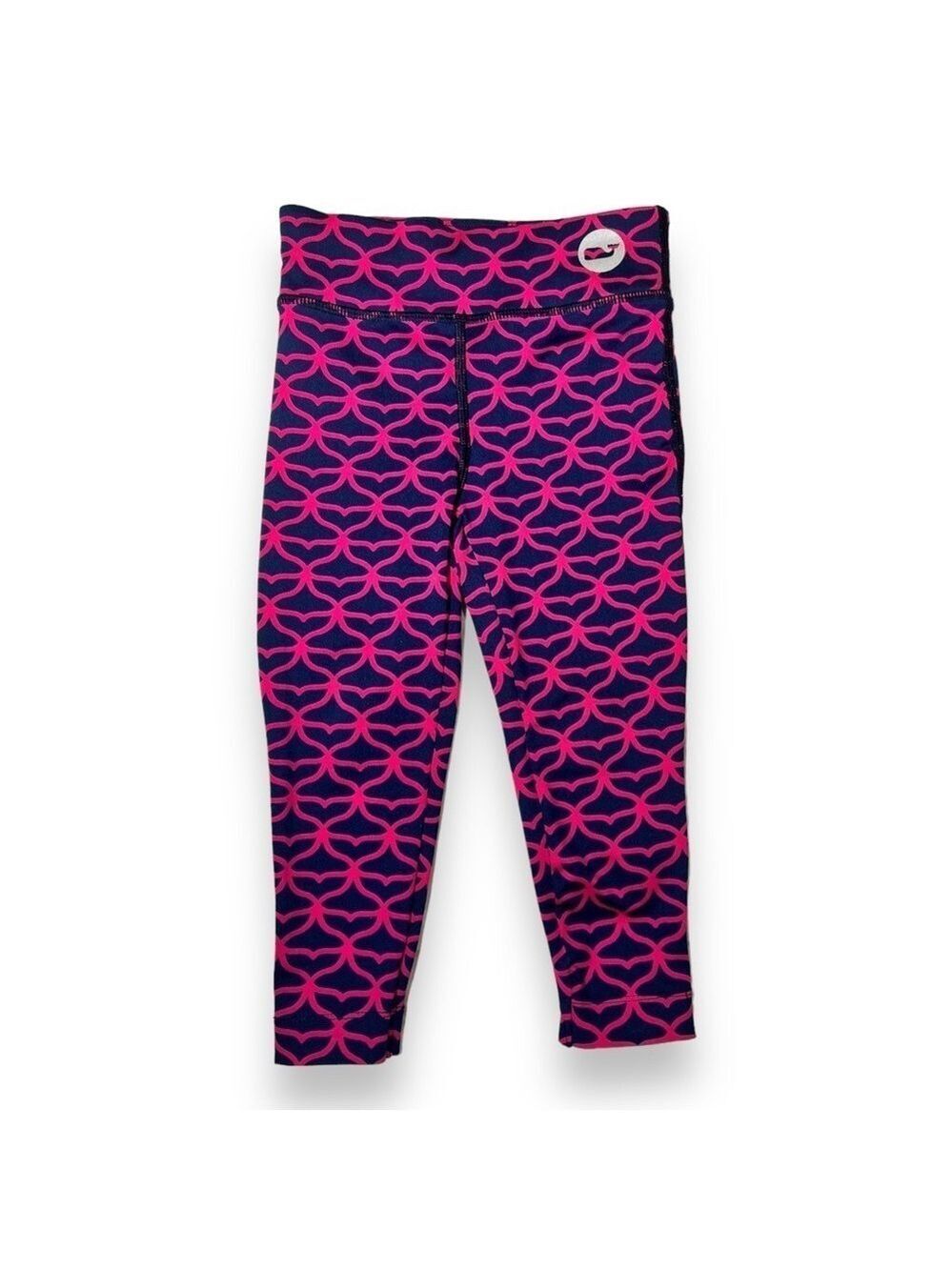 Vineyard Vines Girl’s Printed Performance Leggings Navy Pink Whale Size 3T